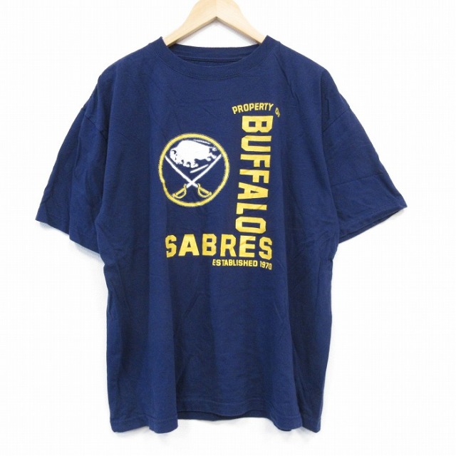 NHL バッファローセイバーズ 半袖Tシャツ アイスホッケー ネイビー XL | 古着
