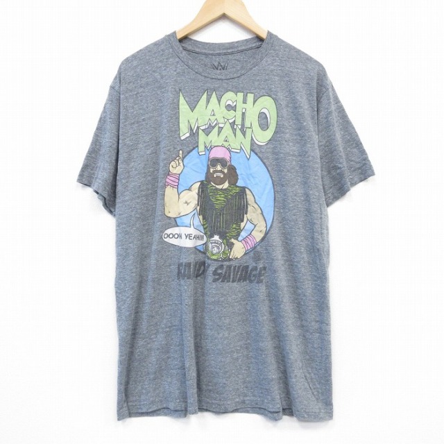 XL★古着 半袖 Tシャツ メンズ ワールドプロレスリング ランディサベージ クルーネック グレー 霜降り 25aug20 中古