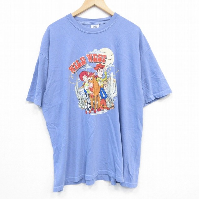 XL★古着 半袖 Tシャツ メンズ ウッディプライド 大きいサイズ コットン クルーネック 薄紺 ネイビー 25aug20 中古