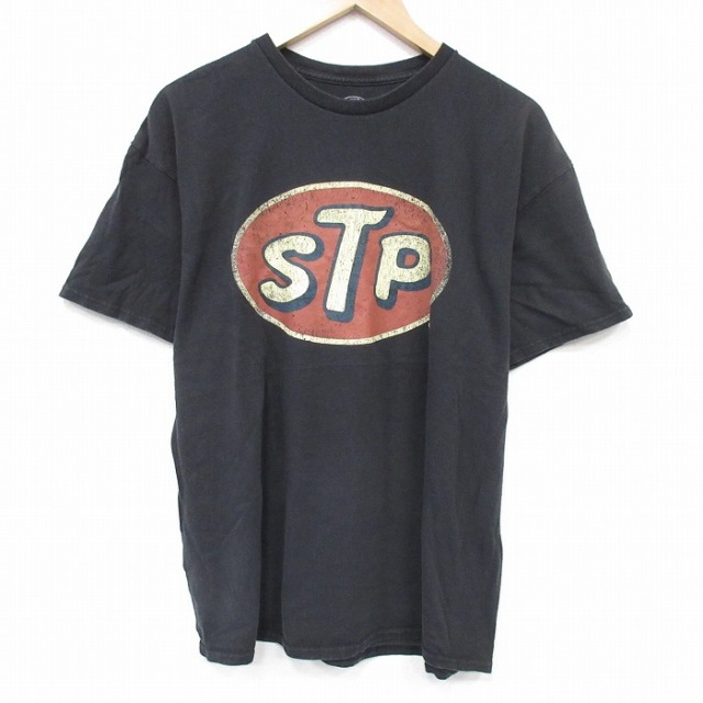 XL★古着 半袖 Tシャツ メンズ STP コットン クルーネック 黒 ブラック 25aug21 中古