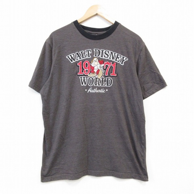 古着通販 XL☆古着 半袖 Tシャツ メンズ クルーネック 濃グレー
