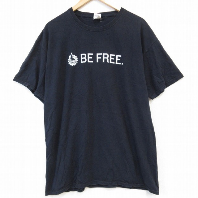 【50%OFF】XL★古着 フルーツオブザルーム 半袖 Tシャツ メンズ BE FREE コットン クルーネック 黒 ブラック 25aug26 中古