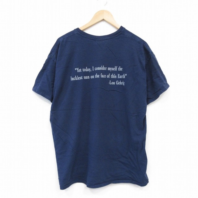 半袖Tシャツ メッセージ ネイビー XL | 古着