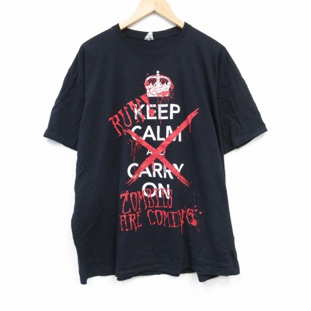 【50%OFF】XL★古着 半袖 Tシャツ メンズ KEEP 大きいサイズ コットン クルーネック 黒 ブラック 25aug22 中古