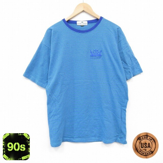 90s 半袖Tシャツ ボーダー ライトブルー XL | 古着