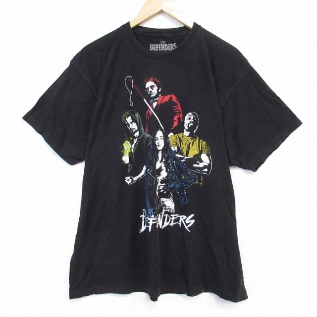 【50%OFF】XL★古着 半袖 Tシャツ メンズ マーベル ドラマ ザエディターズ 大きいサイズ コットン クルーネック 黒 ブラック 25aug25 中古