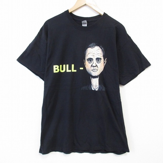 XL★古着 半袖 Tシャツ メンズ BULL コットン クルーネック 黒 ブラック 25aug26 中古