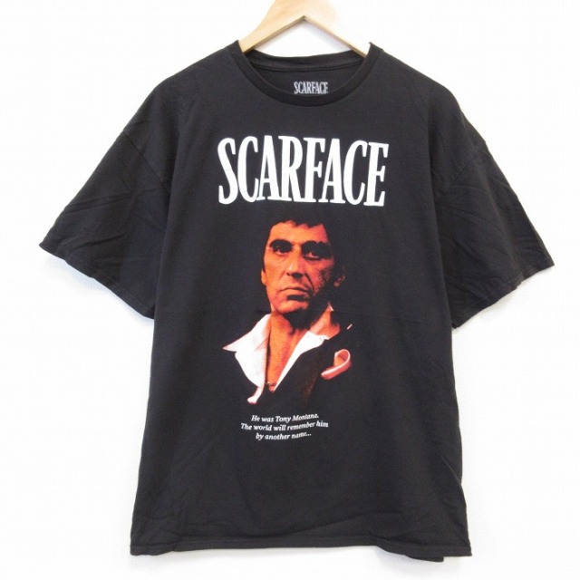 XL★古着 半袖 Tシャツ メンズ 映画 スカーフェイス コットン クルーネック 黒 ブラック 【spe】 25aug26 中古