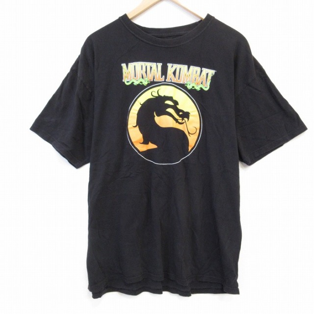 XL★古着 半袖 Tシャツ メンズ ゲーム モータルコンバット 大きいサイズ コットン クルーネック 黒 ブラック 25aug26 中古