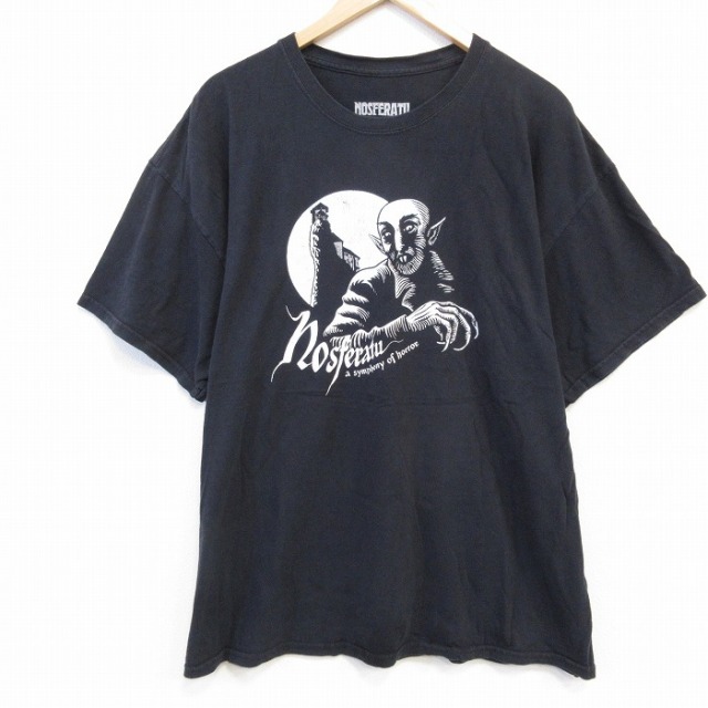 XL★古着 半袖 Tシャツ メンズ ドラキュラ 大きいサイズ コットン クルーネック 黒 ブラック 25aug26 中古