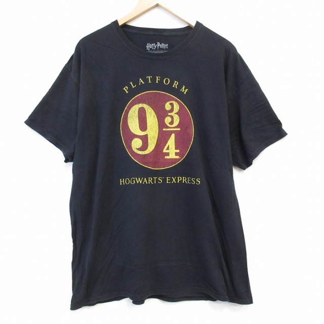XL★古着 半袖 Tシャツ メンズ 映画 ハリーポッター 大きいサイズ コットン クルーネック 黒 ブラック 25aug27 中古