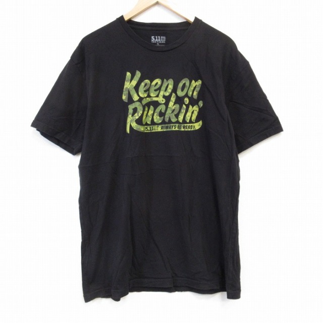 【50%OFF】XL★古着 5.11タクティカル 半袖 Tシャツ メンズ キープオン コットン クルーネック USA製 黒 ブラック 25aug27 中古