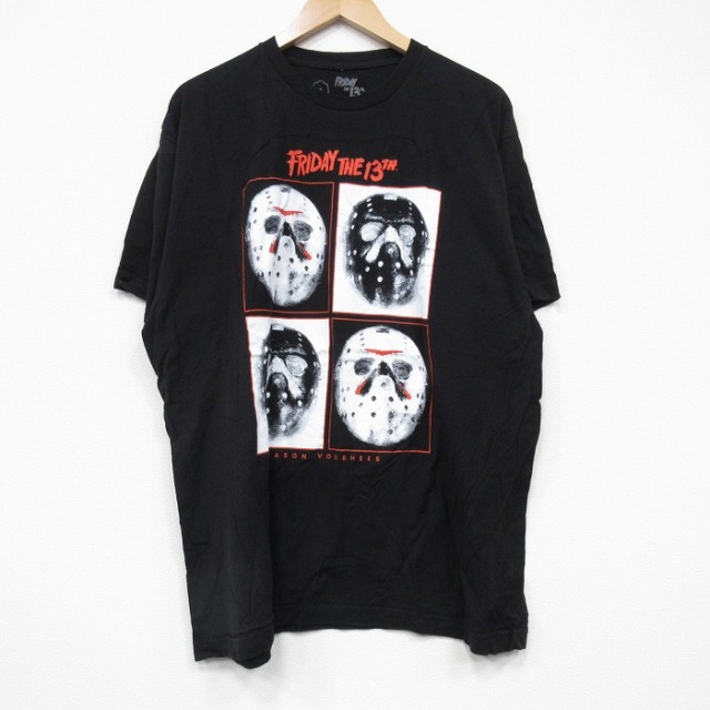 【50%OFF】XL★古着 半袖 Tシャツ メンズ ホラー映画 13日の金曜日 コットン クルーネック 黒 ブラック 【spe】 25aug27 中古