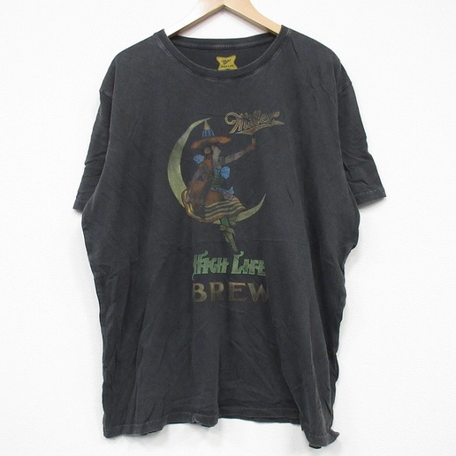 XL★古着 半袖 Tシャツ メンズ ミラー 大きいサイズ クルーネック 濃グレー 25aug27 中古