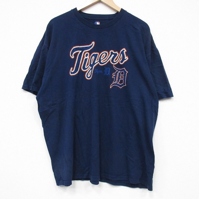 MLB デトロイトタイガース 半袖Tシャツ ネイビー XL | 古着