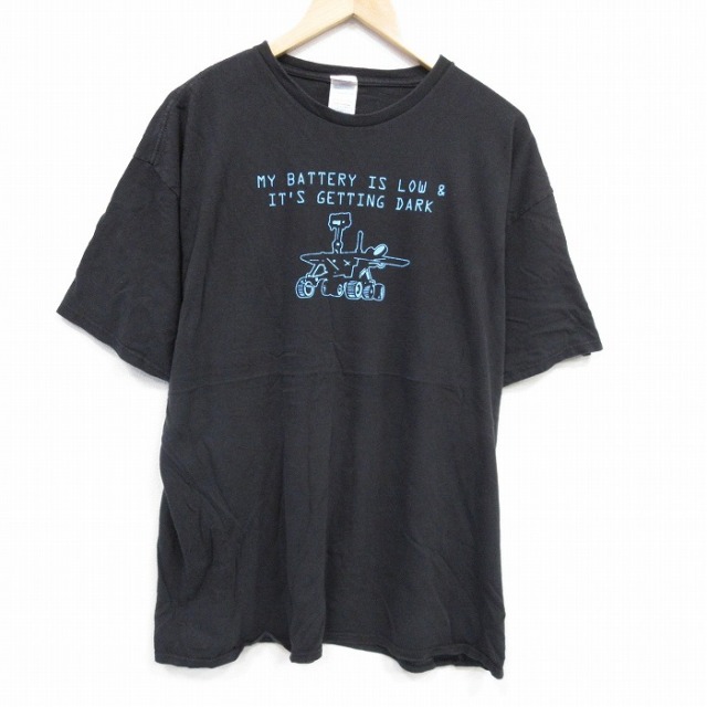 XL★古着 半袖 Tシャツ メンズ マシーン 大きいサイズ コットン クルーネック 黒 ブラック 25aug28 中古