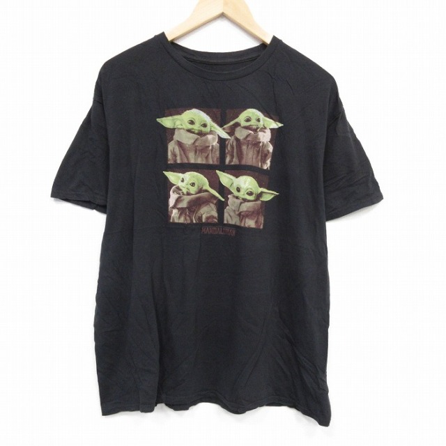 XL★古着 半袖 Tシャツ メンズ スターウォーズ STAR WARS グローグー コットン クルーネック 黒 ブラック 25aug28 中古