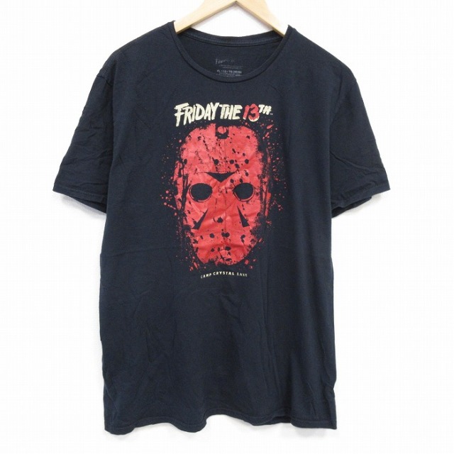 XL★古着 半袖 Tシャツ メンズ ホラー映画 13日の金曜日 コットン クルーネック 黒 ブラック 【spe】 25aug28 中古