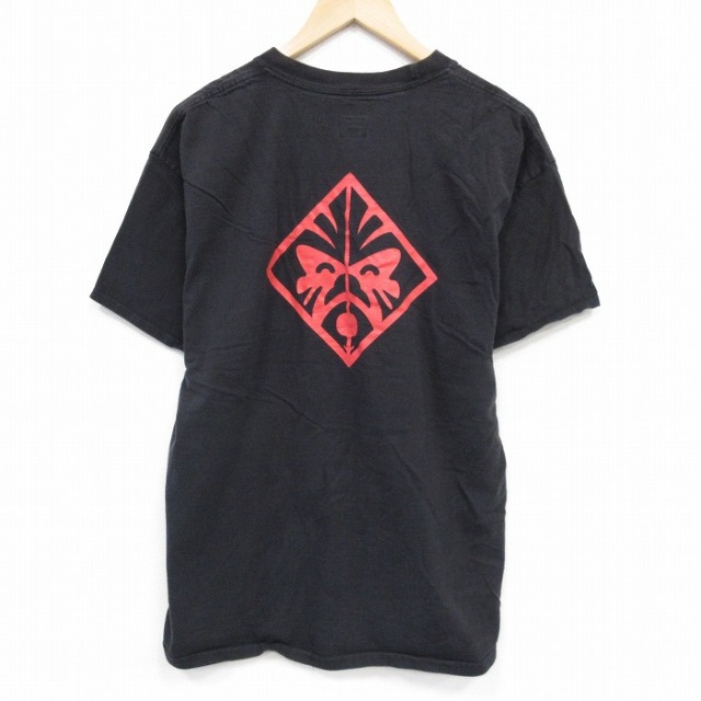 【20%OFF】L★古着 ヘインズ Hanes 半袖 Tシャツ メンズ OMEN コットン クルーネック 黒 ブラック 25aug28 中古