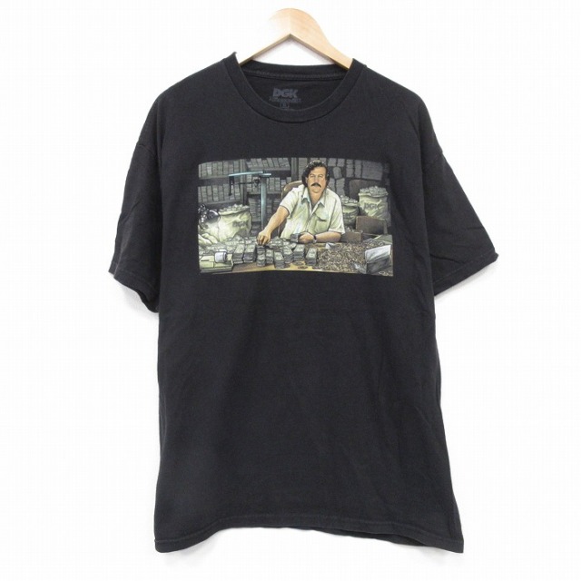 XL★古着 半袖 Tシャツ メンズ DGK ドル札 コットン クルーネック 黒 ブラック 25sep01 中古