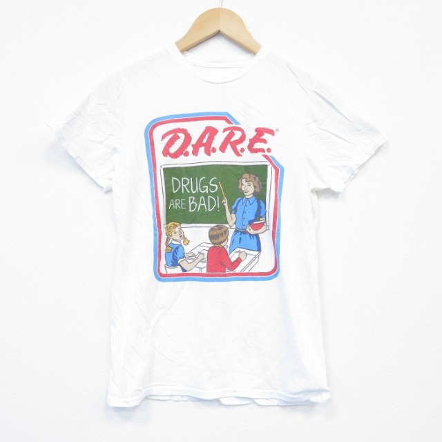 【50%OFF】S★古着 半袖 Tシャツ メンズ DARE コットン クルーネック 白 ホワイト 25aug29 中古
