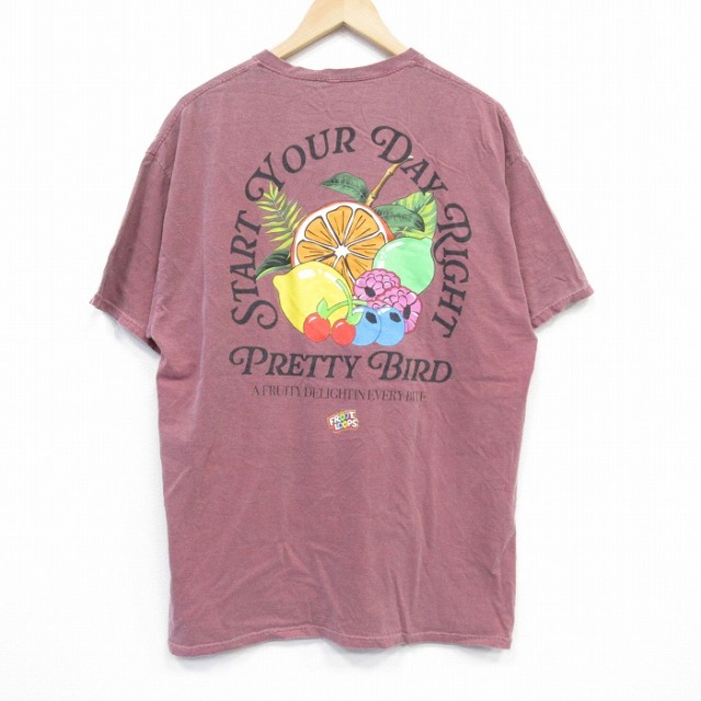 XL★古着 半袖 Tシャツ メンズ ケロッグ フルーツ コットン クルーネック 薄エンジ 25aug29 中古