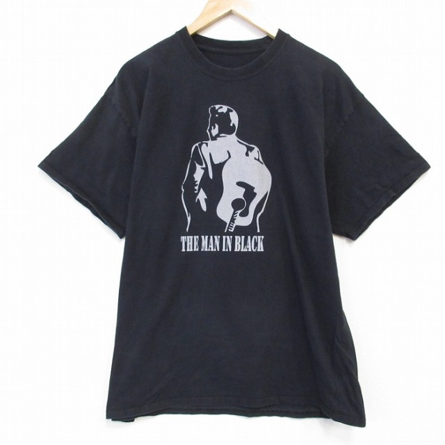 半袖Tシャツ THE MAN IN BLACKプリント ブラック XL | 古着