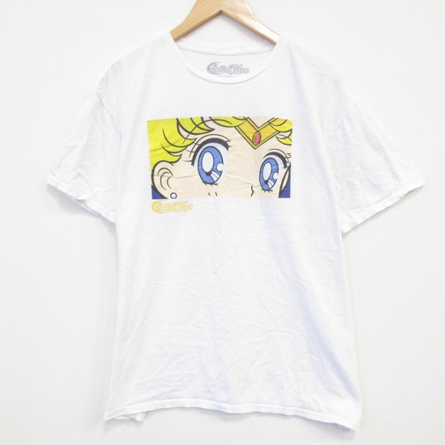 XL★古着 半袖 Tシャツ メンズ アニメ セーラームーン コットン クルーネック 白 ホワイト 25aug30 中古