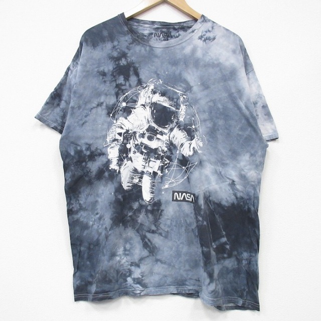 XL★古着 半袖 Tシャツ メンズ NASA 宇宙飛行士 コットン クルーネック グレー他 タイダイ 25sep03 中古