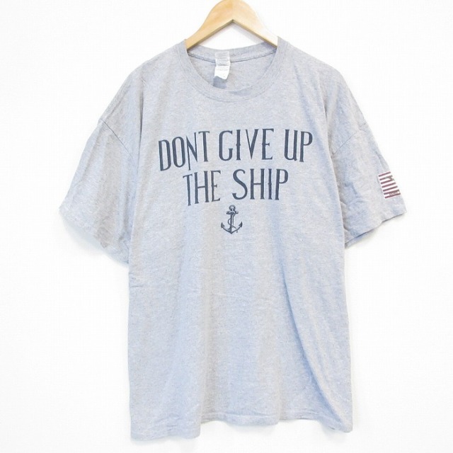 【20%OFF】XL★古着 半袖 Tシャツ メンズ THE SHIP 大きいサイズ クルーネック グレー 霜降り 25sep05 中古
