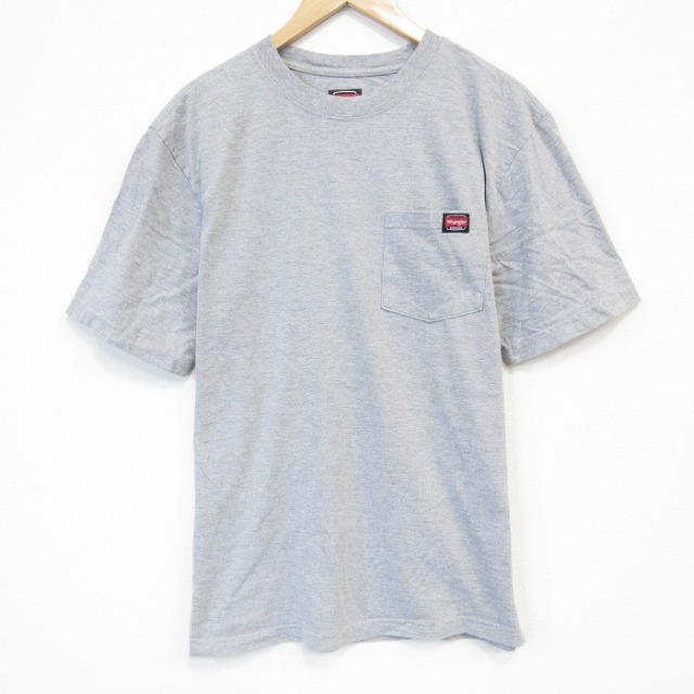 L★古着 ラングラー Wrangler 半袖 Tシャツ メンズ 無地 胸ポケット付き クルーネック グレー 霜降り 25sep05 中古