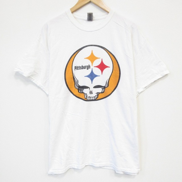 XL★古着 半袖 Tシャツ メンズ NFL ピッツバーグスティーラーズ グレイトフルデッド コットン クルーネック 白 ホワイト 【spe】 25sep05 中古