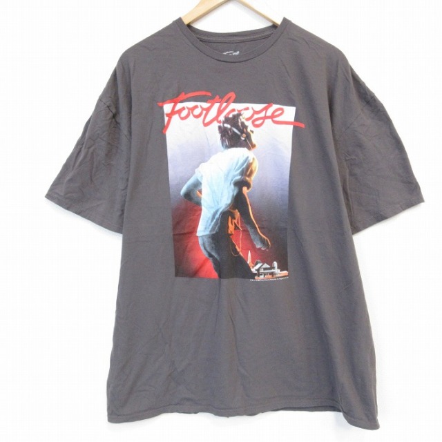 XL★古着 半袖 Tシャツ メンズ ドラマ フットルース 大きいサイズ コットン クルーネック 濃グレー 25sep05 中古