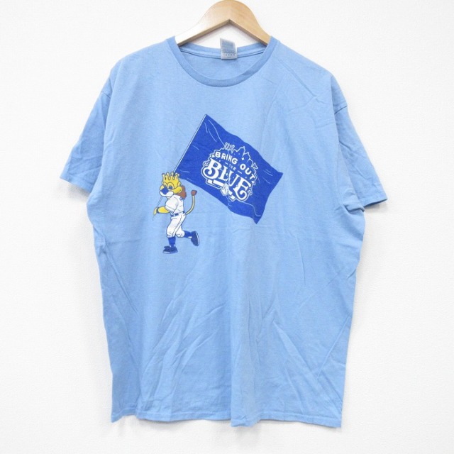 【20%OFF】XL★古着 半袖 Tシャツ メンズ MLB カンザスシティロイヤルズ コットン クルーネック 水色 メジャーリーグ ベースボール 野球 25sep08 中古