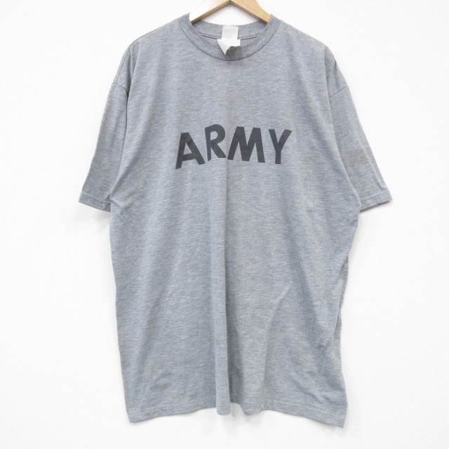 【20%OFF】XL★古着 半袖 Tシャツ メンズ ミリタリー アーミー ARMY リフレクター 大きいサイズ クルーネック グレー 霜降り 25sep08 中古