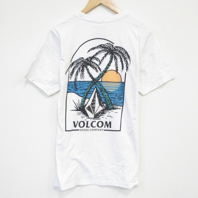 M★古着 ボルコム VOLCOM 半袖 Tシャツ メンズ ヤシの木 コットン クルーネック 白 ホワイト 25sep08 中古