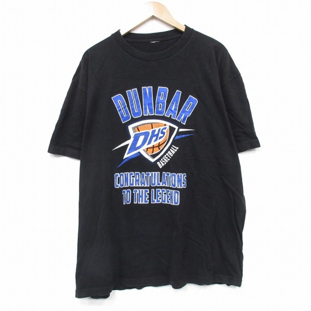 XL★古着 半袖 Tシャツ メンズ バスケットボール 大きいサイズ クルーネック 黒 ブラック 25sep20 中古