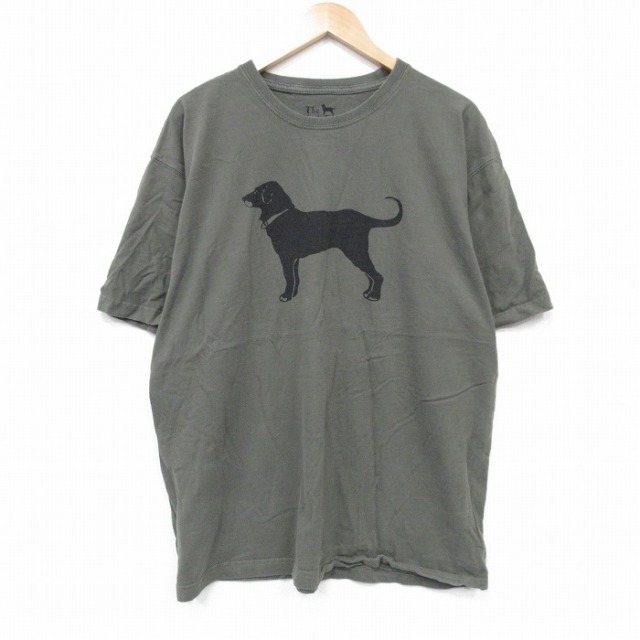 XL★古着 半袖 Tシャツ メンズ The Black Dog 大きいサイズ コットン クルーネック 緑 グリーン 25sep20 中古