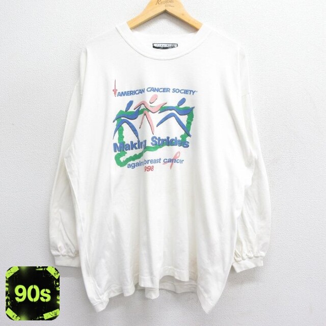 90s 長袖Tシャツ AMERICAN CANCER SOCIETY ホワイト XL | 古着