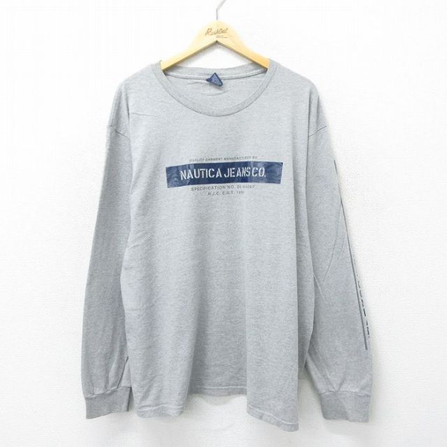 【50%OFF】ノーティカ 長袖Tシャツ ビッグロゴ グレー XL | 古着