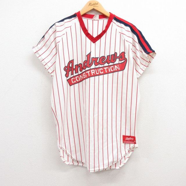 【50%OFF】ローリングス 80s 半袖Tシャツ Andrews ホワイトストライプ XL | 古着