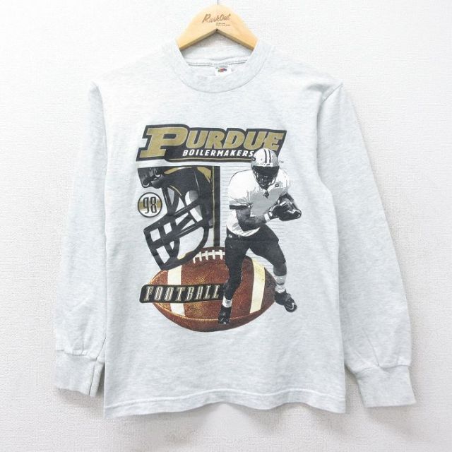 【50%OFF】フルーツオブザルーム 90s 長袖Tシャツ PURDUE グレー S | 古着