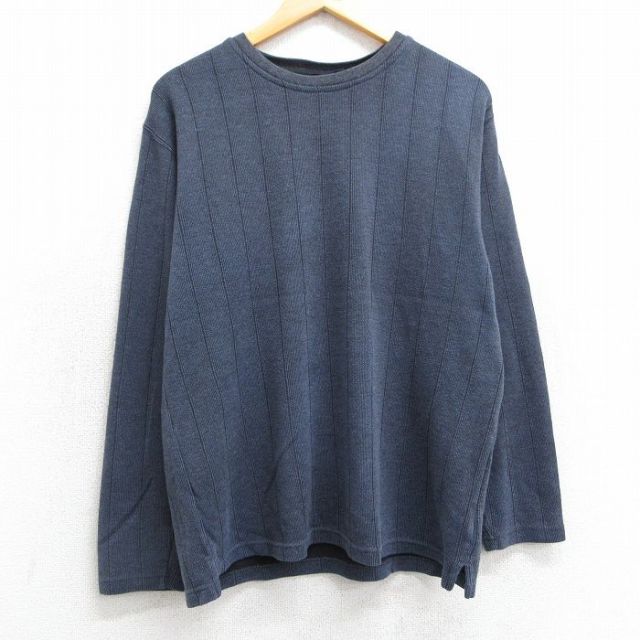 L★古着 FADED GLORY 長袖 ビンテージ Tシャツ メンズ 00年代 00s クルーネック 紺 ネイビー 霜降り 25feb14 中古