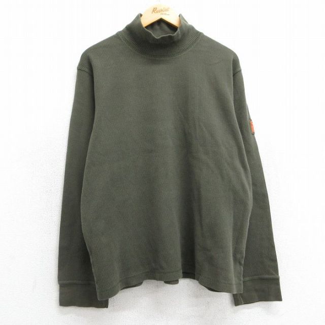XL★古着 アバクロンビー Abercrombie&fitch 長袖 ビンテージ Tシャツ メンズ 90年代 90s コットン モックネック ハイネック 濃緑 グリーン 25feb14 中古
