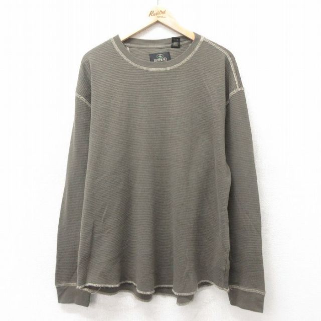 XL★古着 レッドヘッド 長袖 ビンテージ Tシャツ メンズ 00年代 00s 無地 コットン 緑 グリーン 25feb14 中古