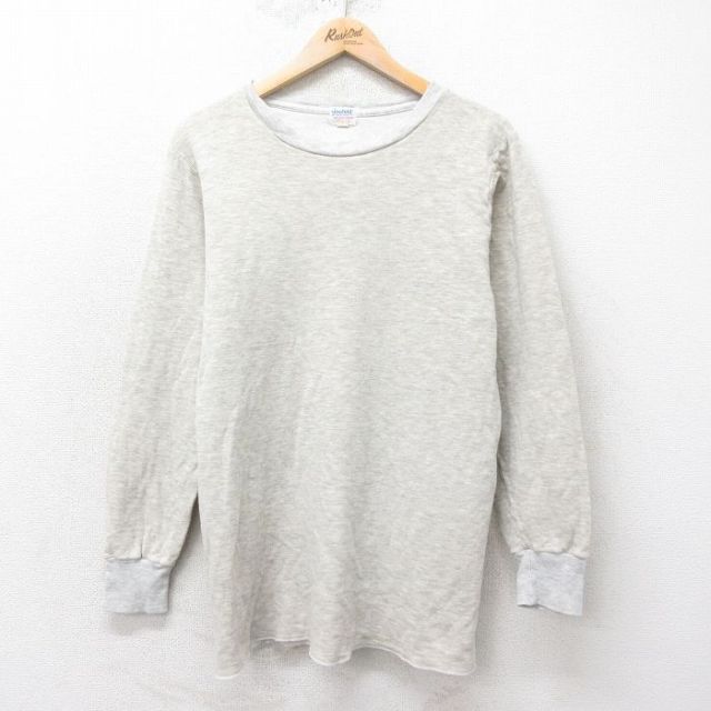 L★古着 デュオフォールド 長袖 ビンテージ Tシャツ メンズ 80年代 80s 無地 クルーネック グレー 霜降り 25feb14 中古