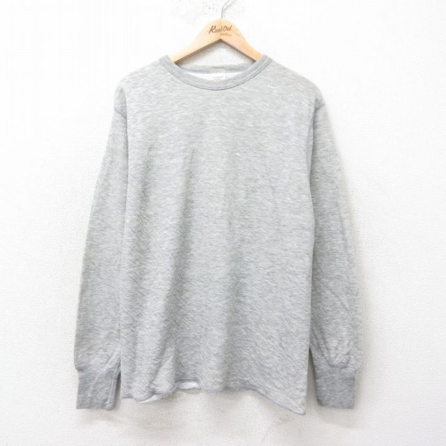 XL★古着 長袖 ビンテージ Tシャツ メンズ 90年代 90s 無地 クルーネック USA製 グレー 霜降り 25feb14 中古