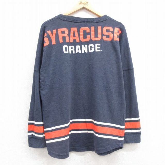 L★古着 長袖 Tシャツ メンズ シラキュース クルーネック 紺 ネイビー 霜降り 25mar03 中古