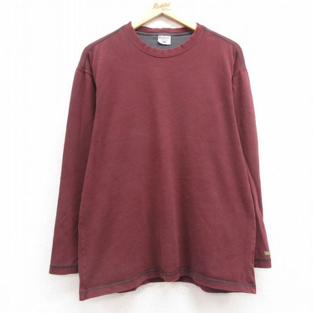 【50%OFF】L★古着 コロンビア COLUMBIA 長袖 ビンテージ Tシャツ メンズ 00年代 00s コットン クルーネック エンジ 25mar08 中古