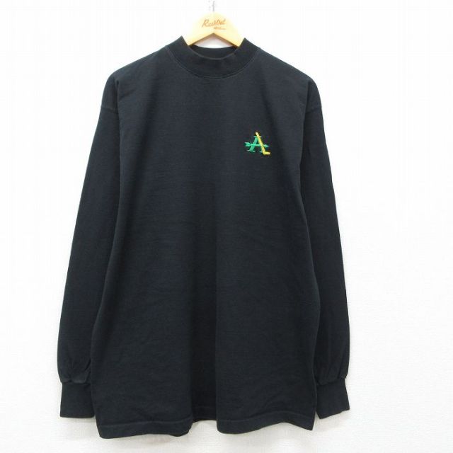 XL★古着 フルーツオブザルーム 長袖 ビンテージ Tシャツ メンズ 00年代 00s A 大きいサイズ コットン モックネック ハイネック 黒 ブラック 25mar11 中古